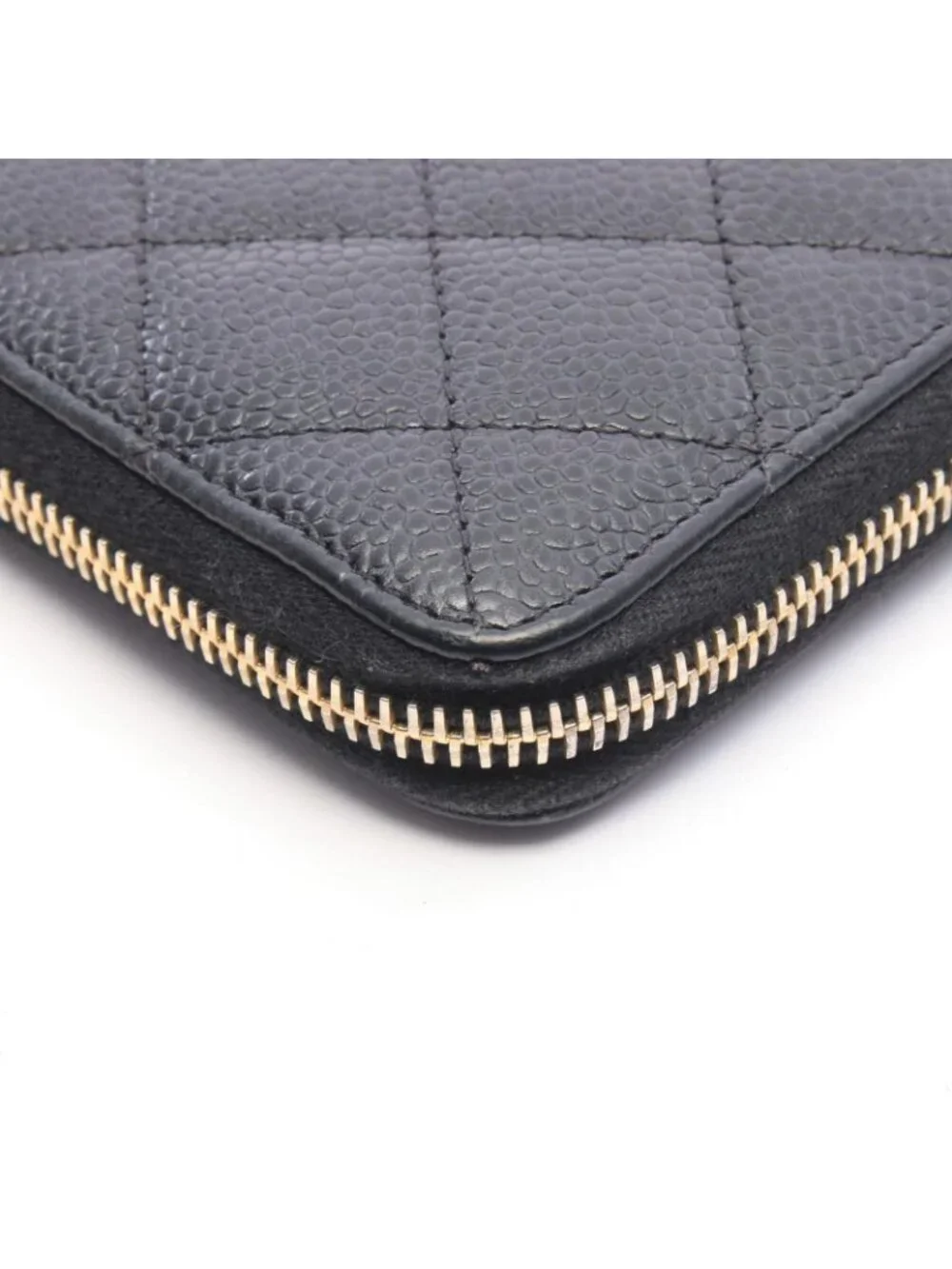 Chanel Round Wallet Quilted Black Caviar Leather